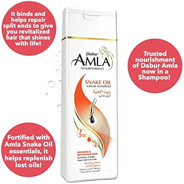 Dabur Amla Snake Oil Nourishment Crème Shampoo (360mL) | Revitalizes and Helps Repair Split Ends | Helps Damaged and Frizzy Hair - Image 3